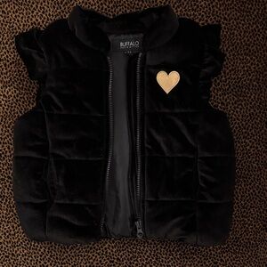 Buffalo David Bitton Black Vest with Gold Heart Accent